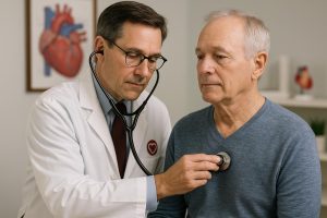 A cardiologist checking a patients heart in Auckland, New Zealand