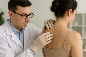 Dermatologist examining a patient in Auckland