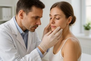 Dermatologist examining a patient in Auckland