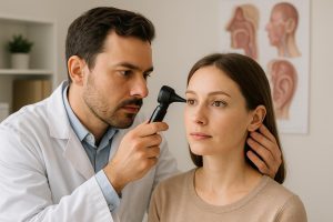 Image of a doctor examining a patients ears