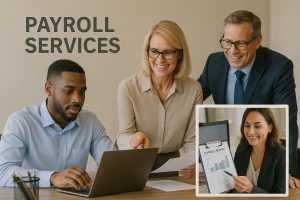 Payroll Company discussing with client