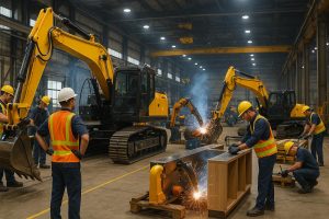 Image of diggers and earth movers being produced