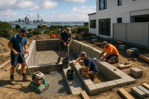 A custom made swimming pool created for a client in Auckland, New Zealand